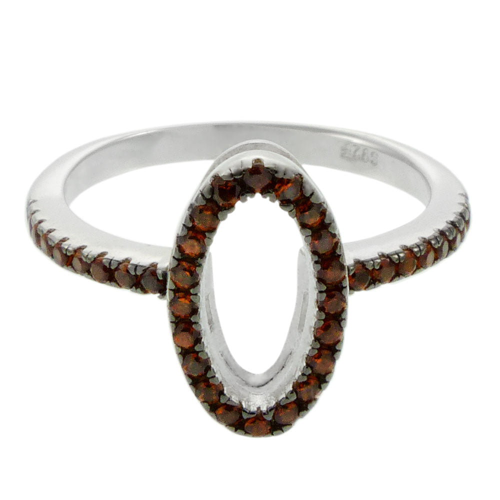 Nano Stone Sterling Silver Rhodium Ring