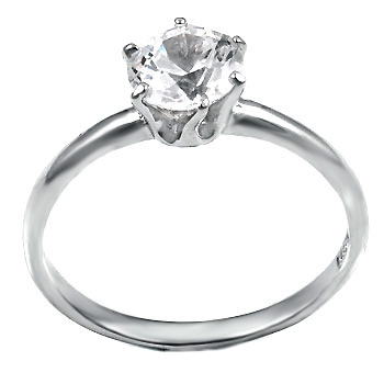 Sterling Silver 6mm Cubic Zirconia Solitaire Engagement Ring