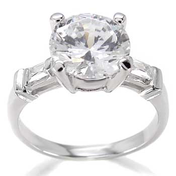 Sterling Silver 8MM Round CZ Solitaire Engagement Ring