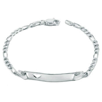Heart Cutout Sterling Silver ID Bracelet for Kids