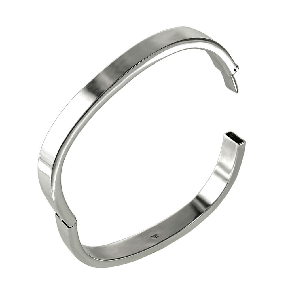 Sterling Silver Square Plain Bangle