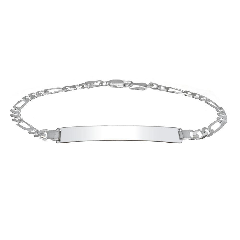 Sterling Silver 4.5mm Flat Figaro ID Bracelet