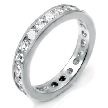 Sterling Silver 3mm Round CZ Channel Set Eternity Ring