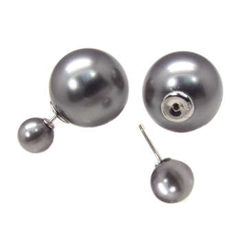 Sterling Silver Inmitation Gray Pearl Earrings