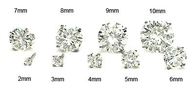 14K White Gold Round CZ Push Back Stud Earrings