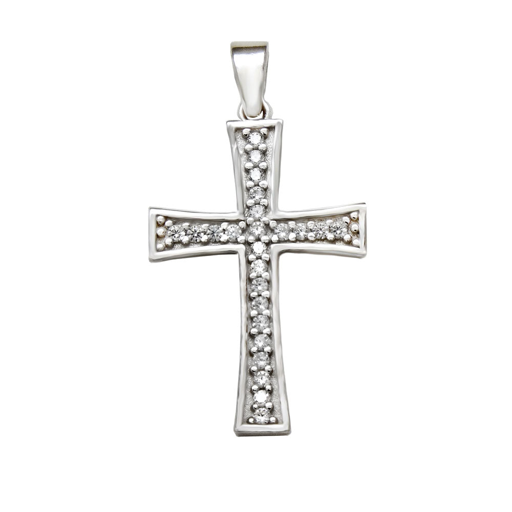 Wholesale Sterling Silver Pave CZ (Cubic Zirconia) Cross Rhodium Pendant