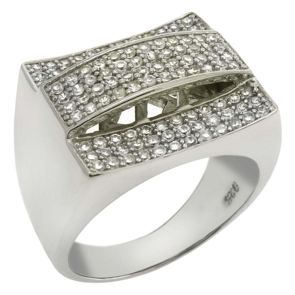 925 Sterling Silver Hip Hop Pave Round CZ Ring