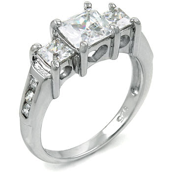 Triple Square Princess Cut Cubic Zirconia Engagement Ring