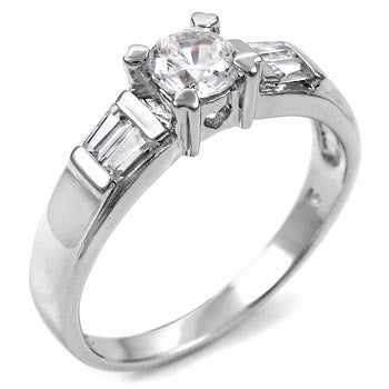 5mm Round Cubic Zirconia Sterling Silver Engagement Ring
