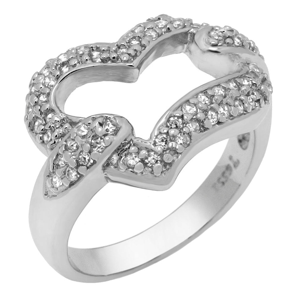 Sterling Silver Heart Shape Cubic Zirconia Ring