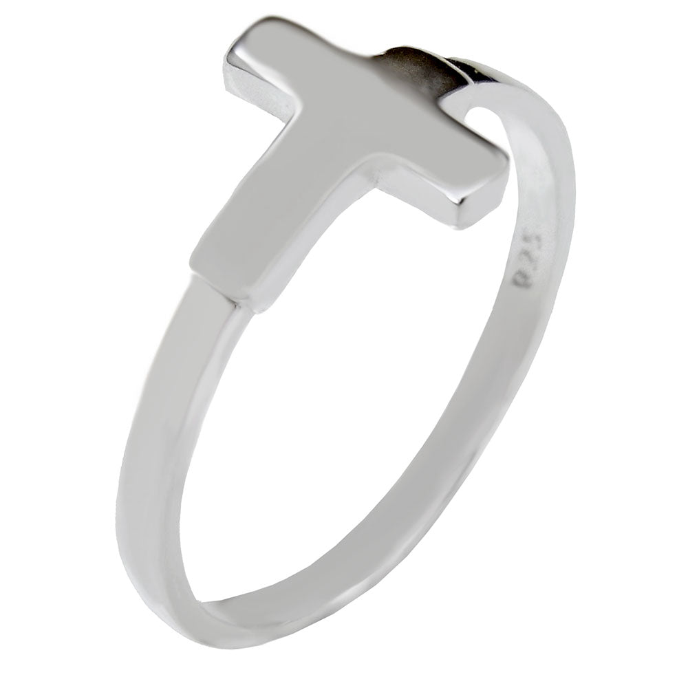 Sterling Silver Sideways Cross Ring