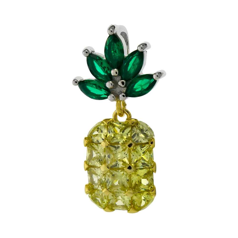 Simulated Emerald & Citrine CZ Pineapple Pendant