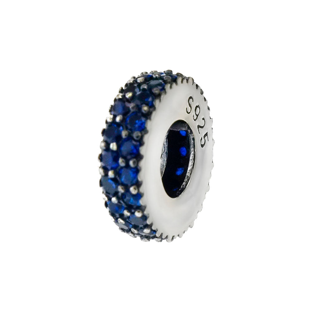 Two Lines Blue CZ Spacer Charm Pendant