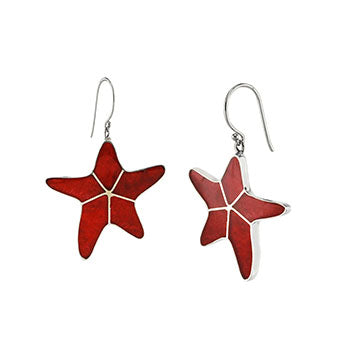 Sterling Silver Starfish Coral Earrings