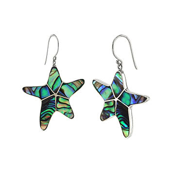 Sterling Silver Starfish Abalone Shell Earrings