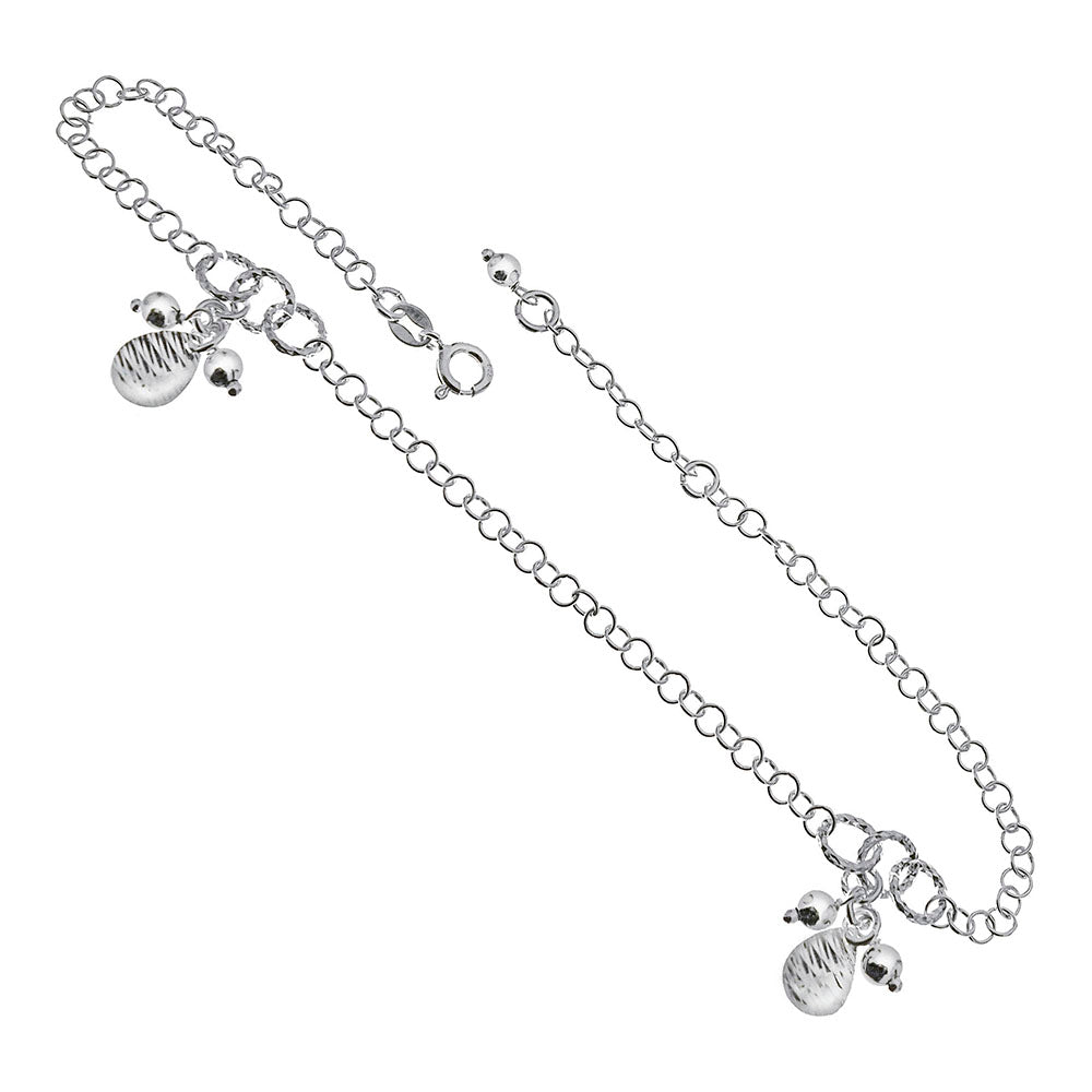 Italian Sterling Silver Rolo W Charms Anklet