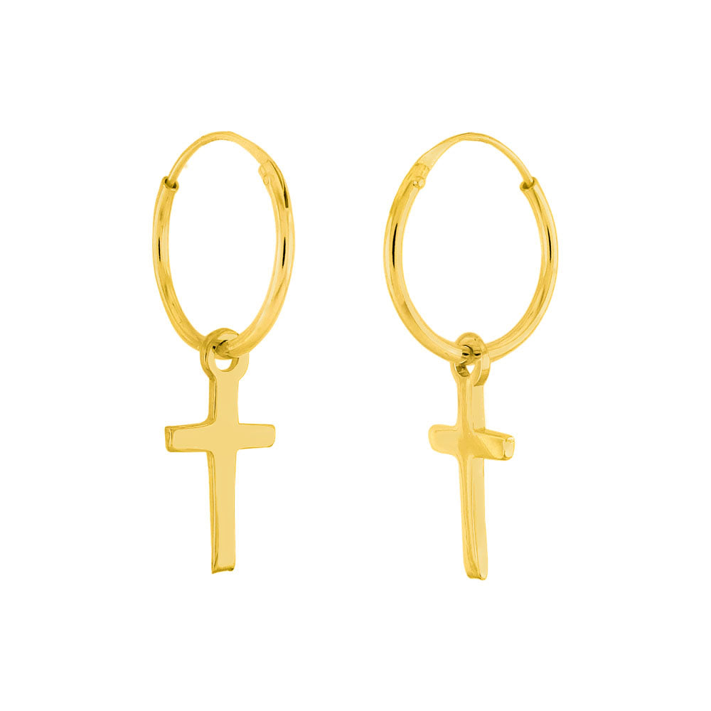 Sterling Silver Dangle Cross W Endless Hoop Earrings