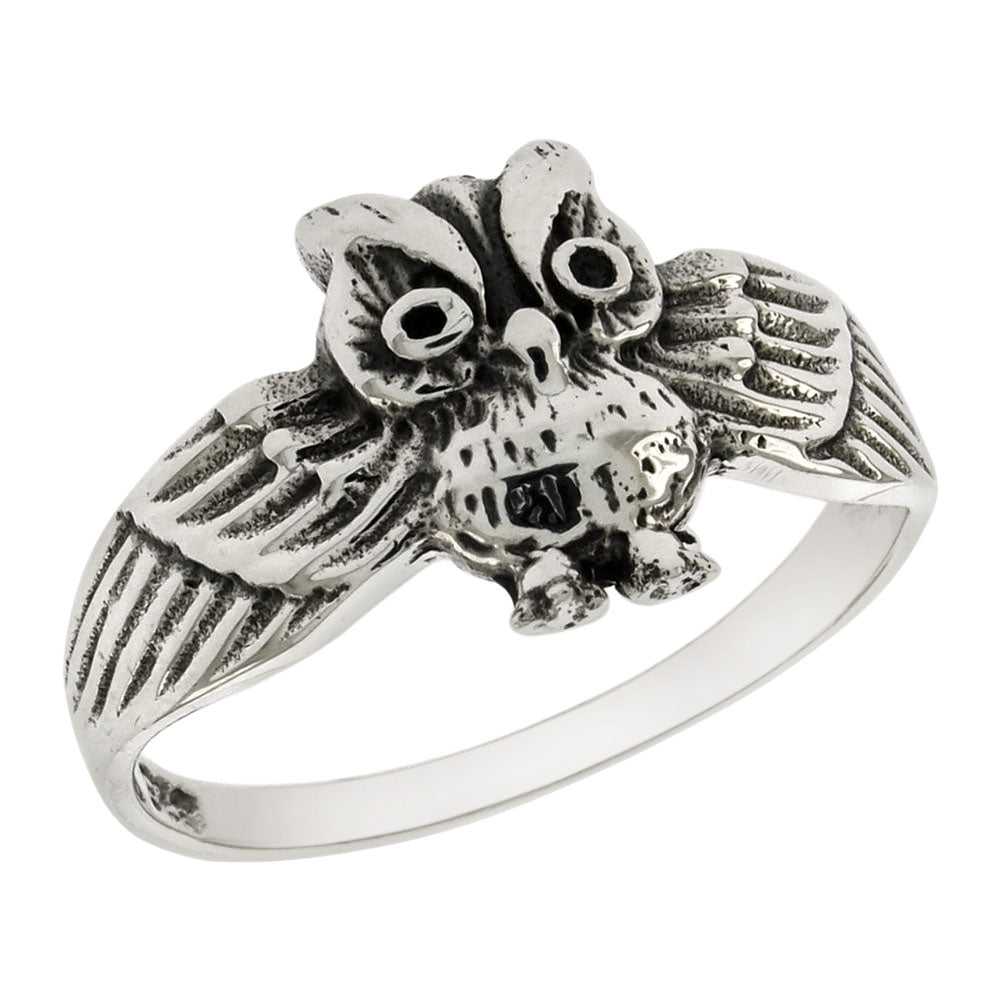 Flying Owl Sterling Silver Oxidized Ring
