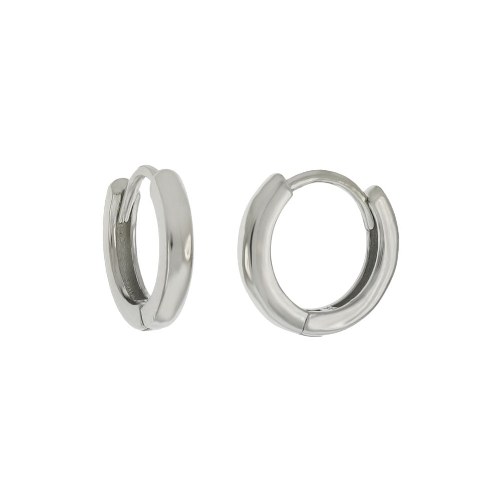 925 Sterling Silver Rhodium Small Huggie Hoop Earrings