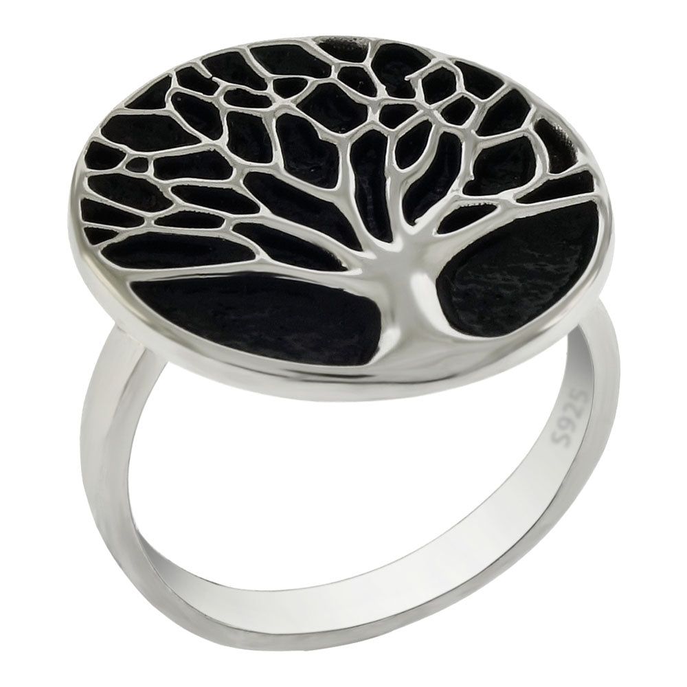 Tree Of Life Adjustable Sterling Silver Oxidized Ring