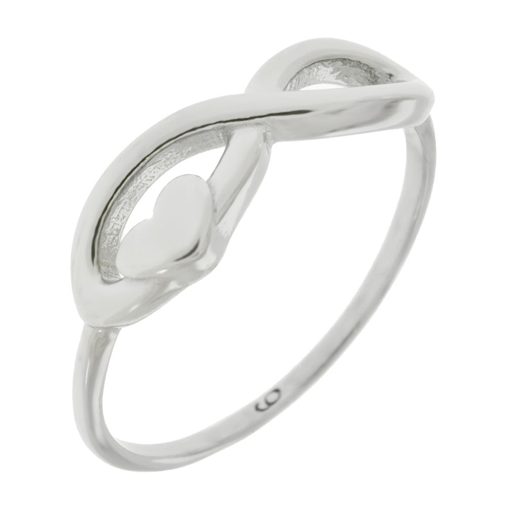 Infinity W Heart Sterling Silver Rhodium Ring