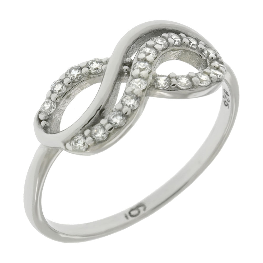 Sterling Silver Pave Cubic Zirconia Infinity Ring