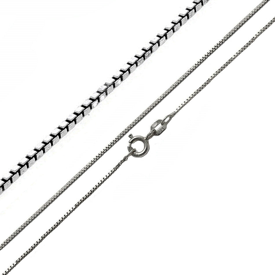 Italian Box D/C Rhodium Chain (0.8mm)