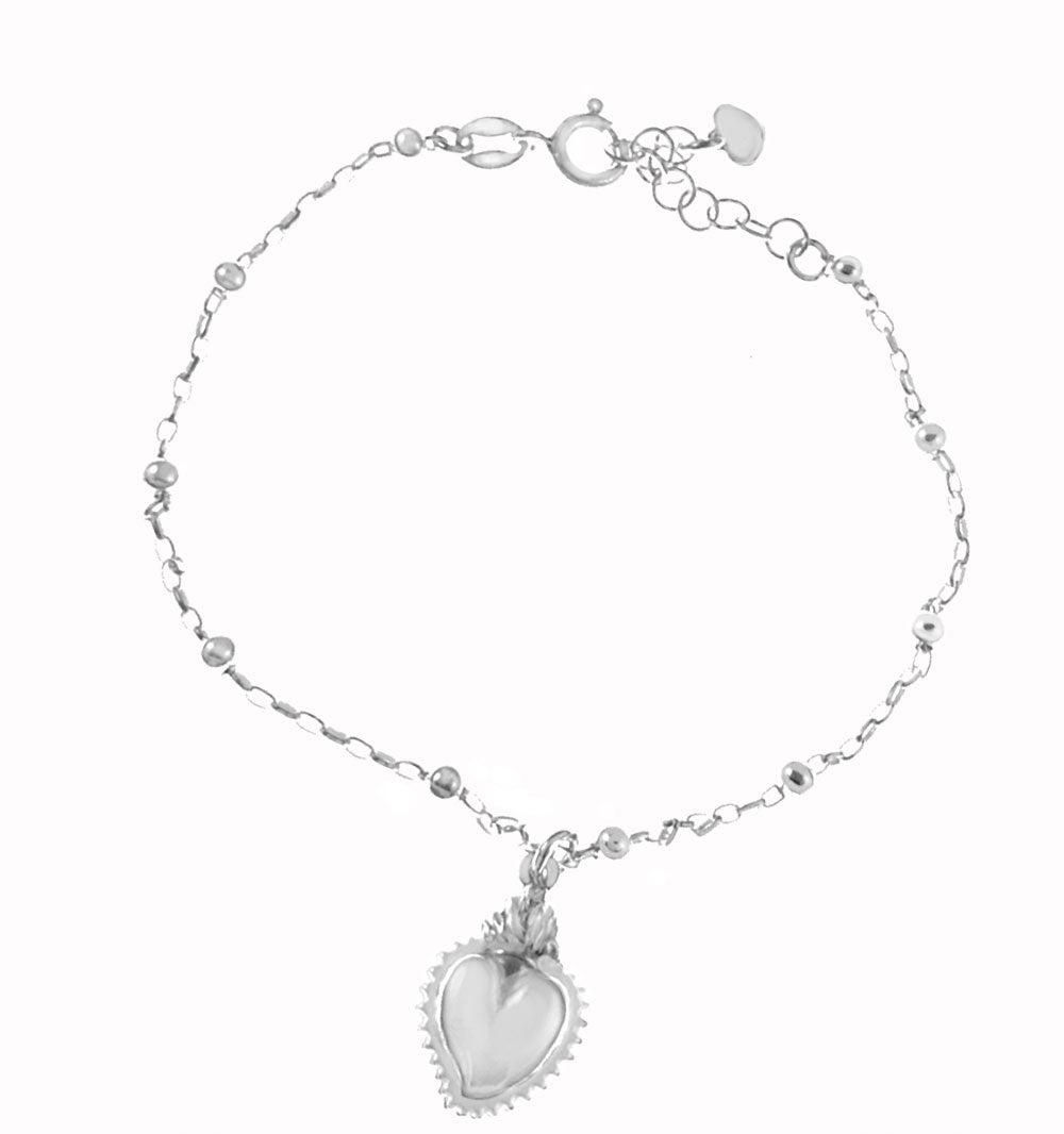 Sterling Silver Dangle Crown Heart Bracelet or Necklace