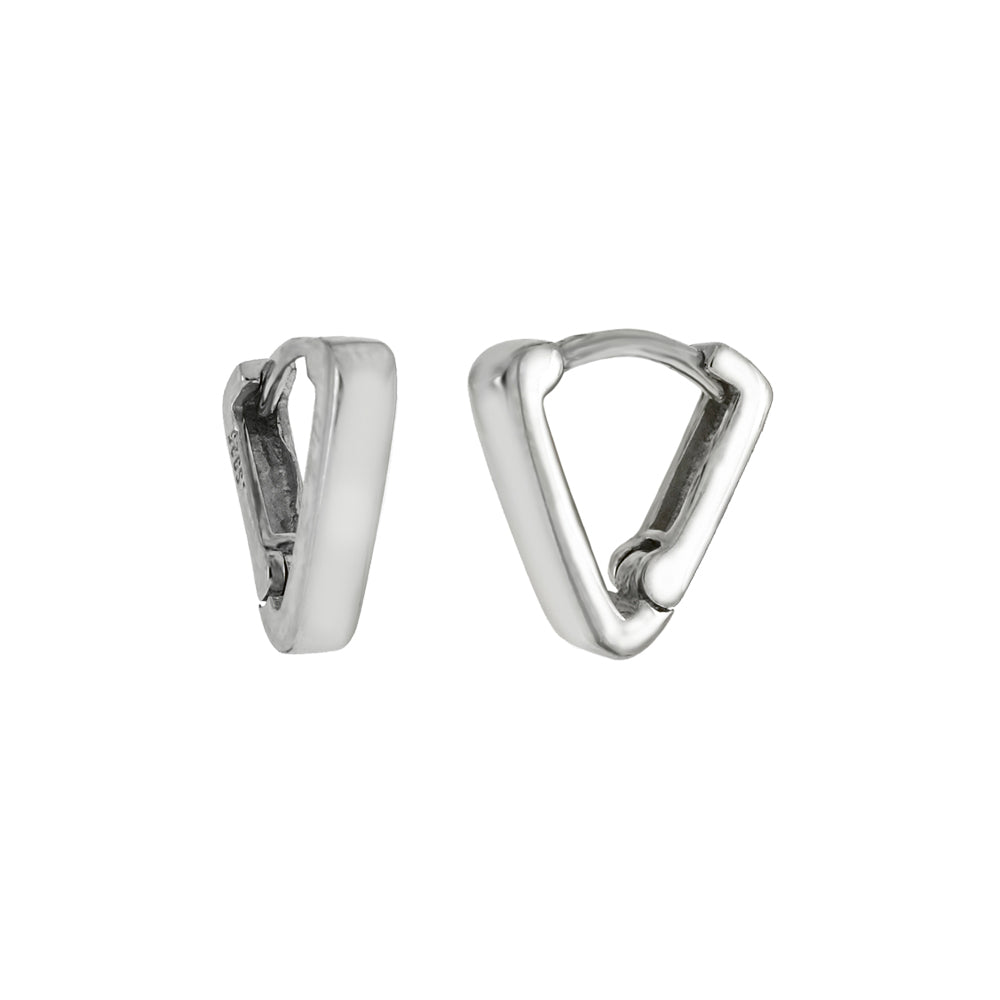 Sterling Silver Rhodium V Shape Huggie Hoop Earrings