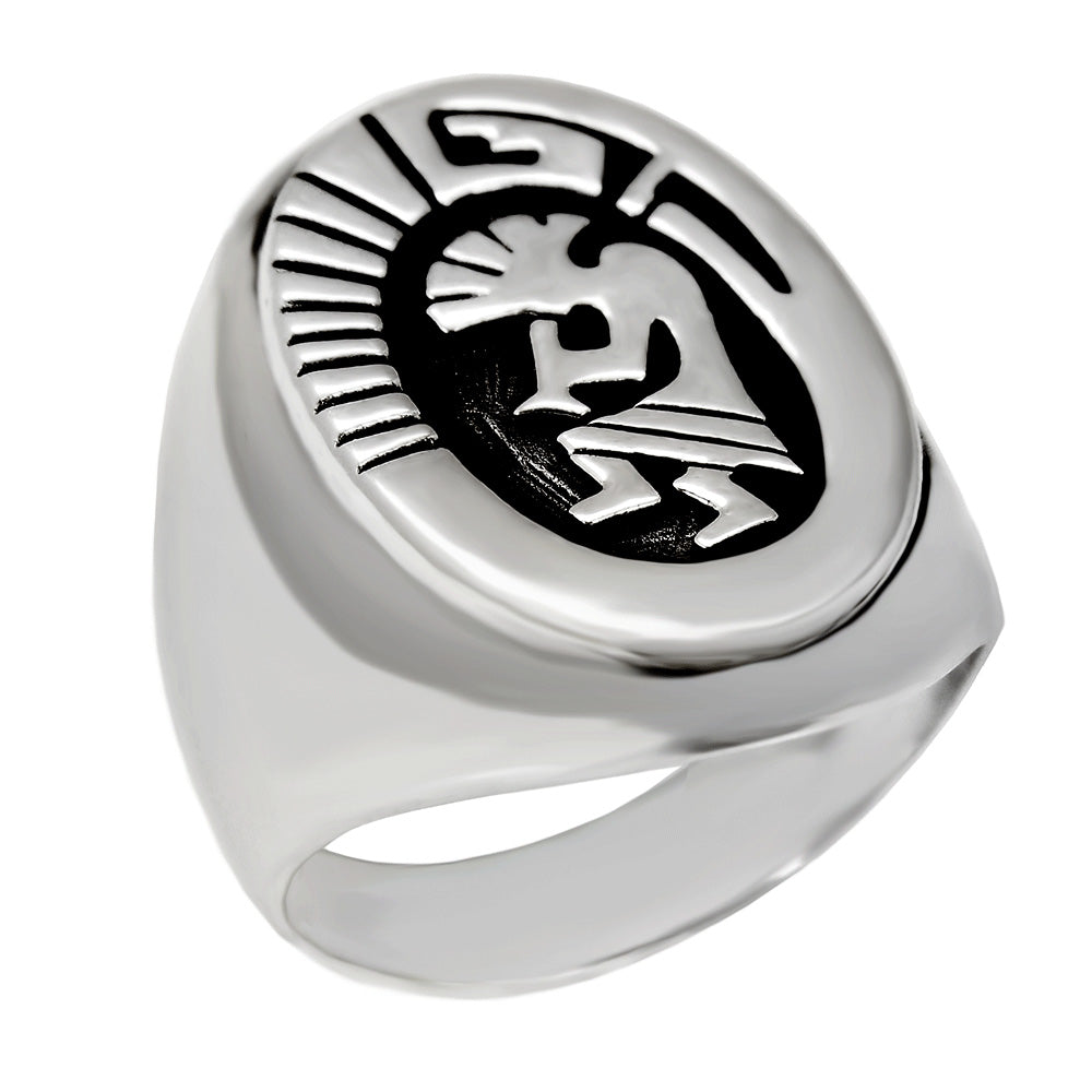 Kokopelli Sterling Silver Polished Oxidized Ring
