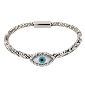 evil eye thick sterling silver bracelet