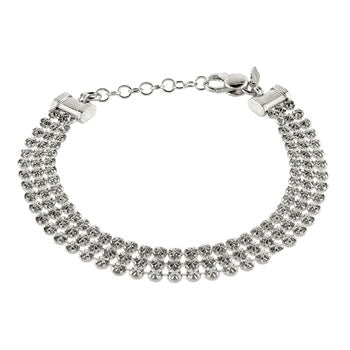 3D Diamond Cut Italian Sterling Silver Rhodium Bracelet