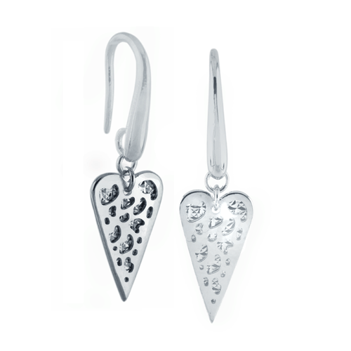Hammer Cut Sterling Silver Rhodium Earrings