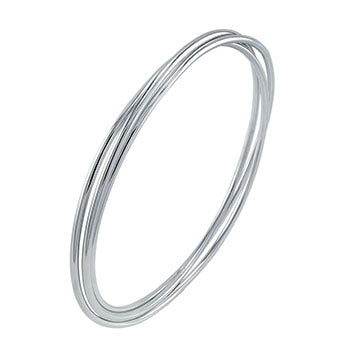 Triple Band Rhodium Bangle