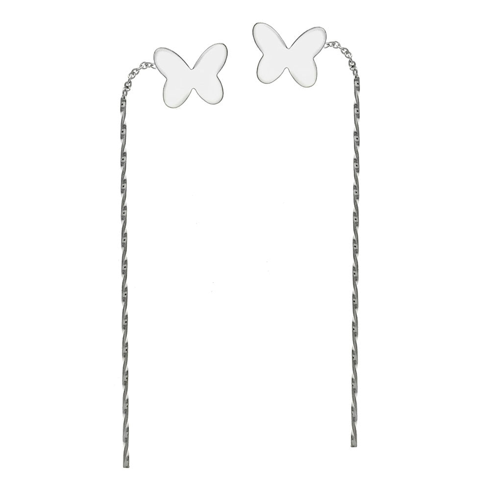 Sterling Silver Butterfly Threader Earrings