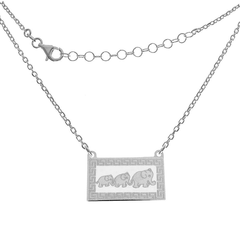 Italian Elephants Tag Pendant Necklace