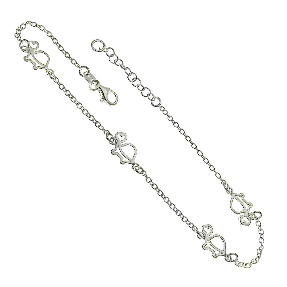 Italian Sterling Silver Turtles Anklet