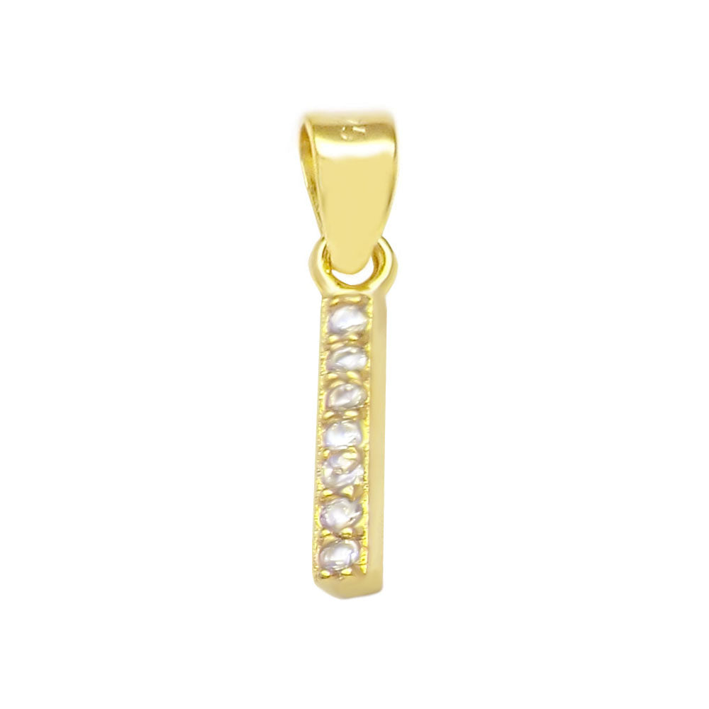 Sterling Silver Small Initial I CZ Pendant Gold Plated