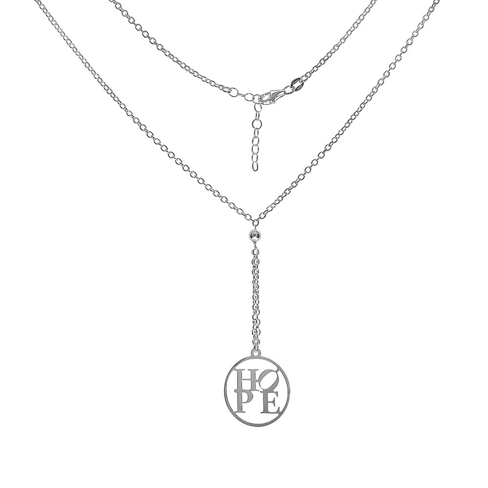 Sterling Silver Italian Rolo Chain W HOPE Laser Cut Pendant Necklace