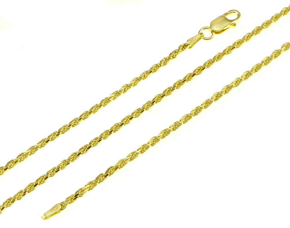yellow gold hollow rope chain
