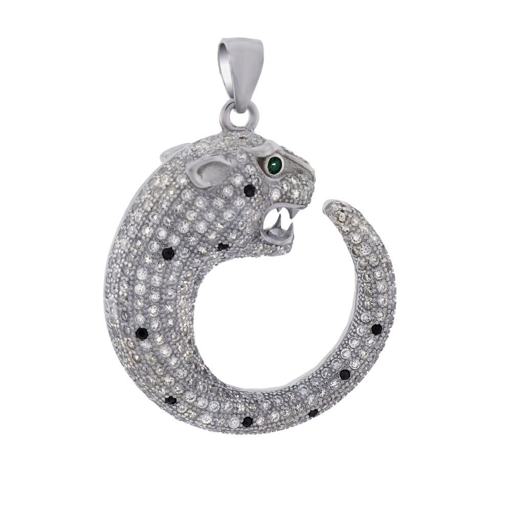 Micro Pave CZ Panther Sterling Silver Pendant