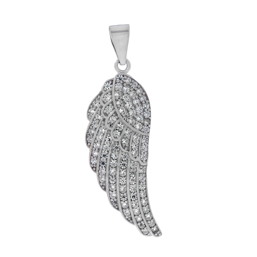 Wing Pave CZ Sterling Silver Pendant