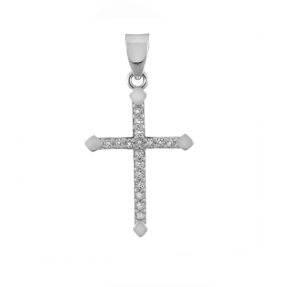 Sterling Silver Micro Pave CZ Cross Pendant