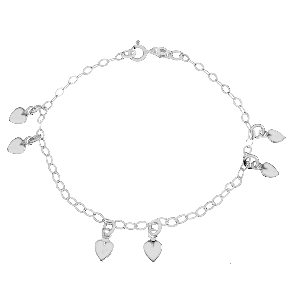 Small Dangle Heart Charm Bracelet