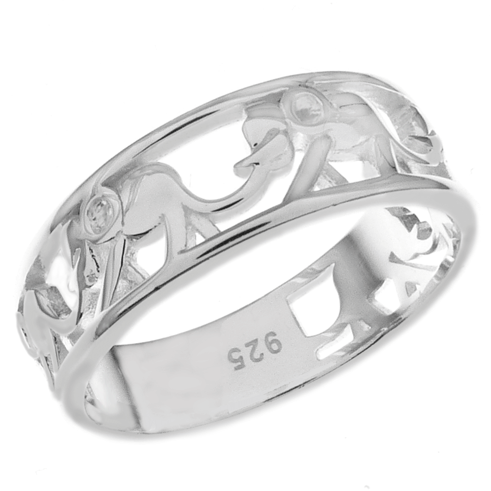Sterling Silver Elephant Polished Band Ring