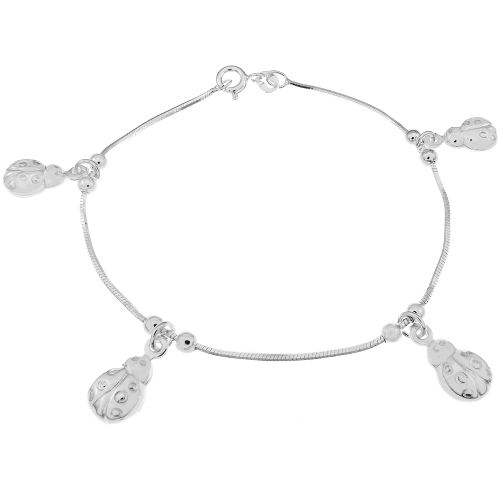 DC Snake Chain - Ladybug Charm Bracelet