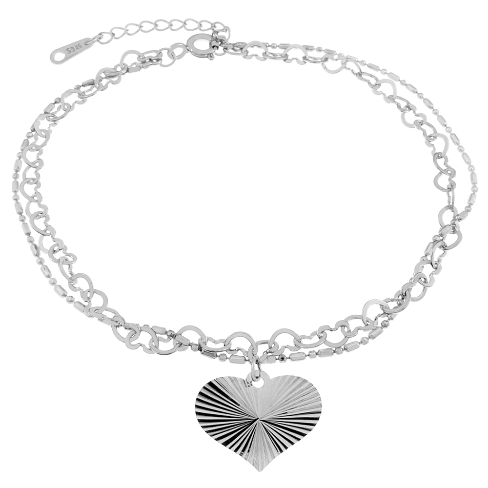 Diamond Cut Heart Bracelet