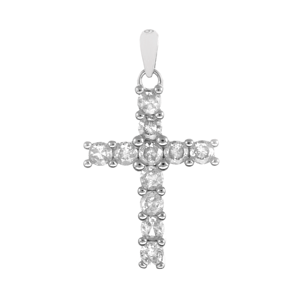 CZ Cross Sterling Silver Pendant – 925 Silver Religious Jewelry