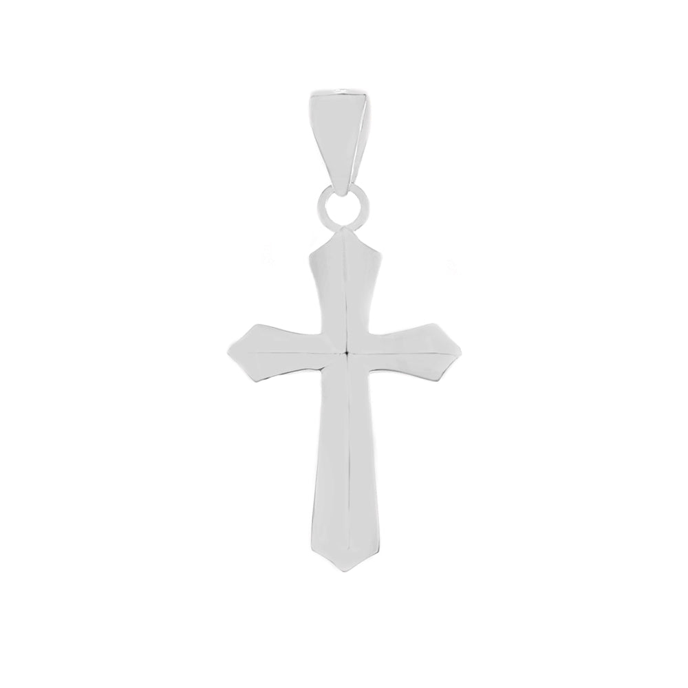 Polished Sterling Silver Gothic Cross Pendant