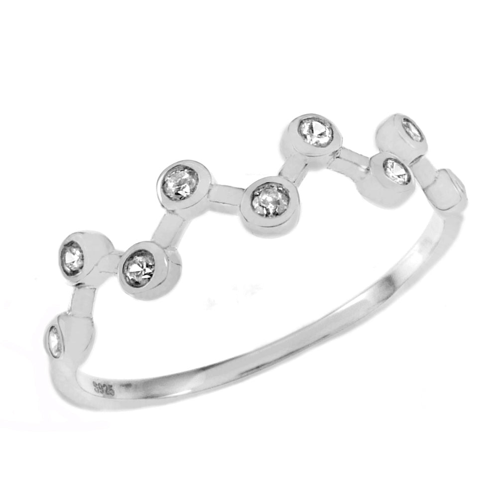 CZ Bezel Set Zigzag Sterling Silver Band Toe Ring